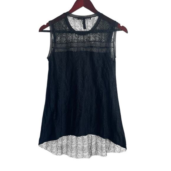 BCBGMaxazria Women Top XXS Black Lace Babydoll Multi Media Y2K Witchy Whimsigoth - Picture 3 of 12